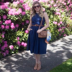 J.Crew Navy Eyelet Dress